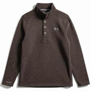 Under Armour Men’s Heathered Brown Button Pullover Small Fleece Lined